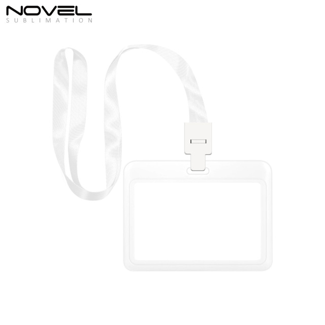 Sublimation Blank Plastic ID Card Holders for Badges with Rope Reusable Badge Holder