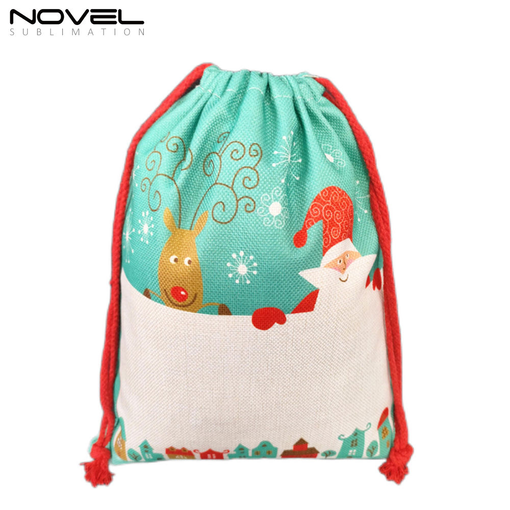 Hot Selling Sublimation Christmas Bags Blank Heat Transfer Xmas Sacks Single-sided Printing Two Sizes