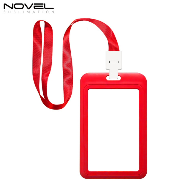 Sublimation Blank Plastic ID Card Holders for Badges with Rope Reusable Badge Holder