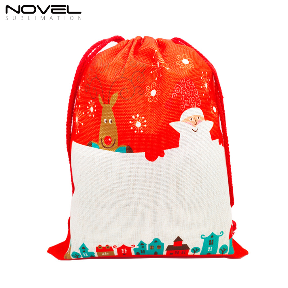 Hot Selling Sublimation Christmas Bags Blank Heat Transfer Xmas Sacks Single-sided Printing Two Sizes
