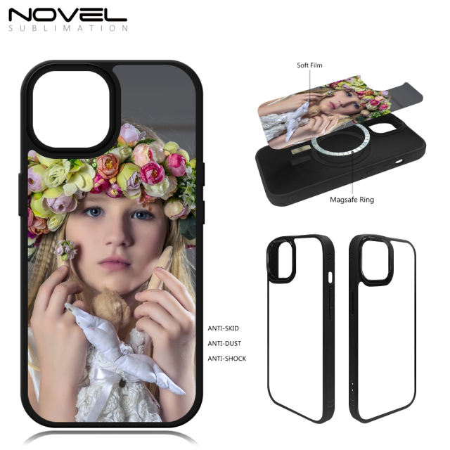 New arrival Sublimation 2D TPU Magsafe Phone Case For iPhone 15 Series Support Wireless Charging with Soft Film Insert