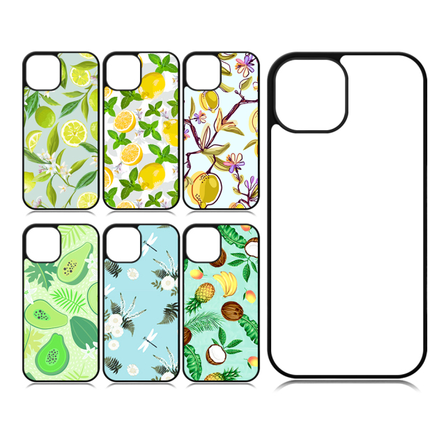 For iPhone 15/14/12/7/8 Sublimation 2D PC Hard Plastic Phone Case With Metal Insert