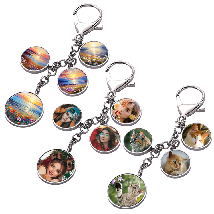 Special Price! Sublimation Metal Keyring Custom Charms Set Keychain Family Photo Keychain Tag