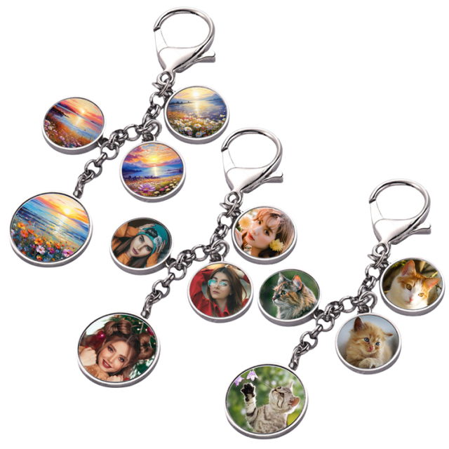 Sublimation Metal Keyring Custom Charms Set Keychain Family Photo Keychain Tag