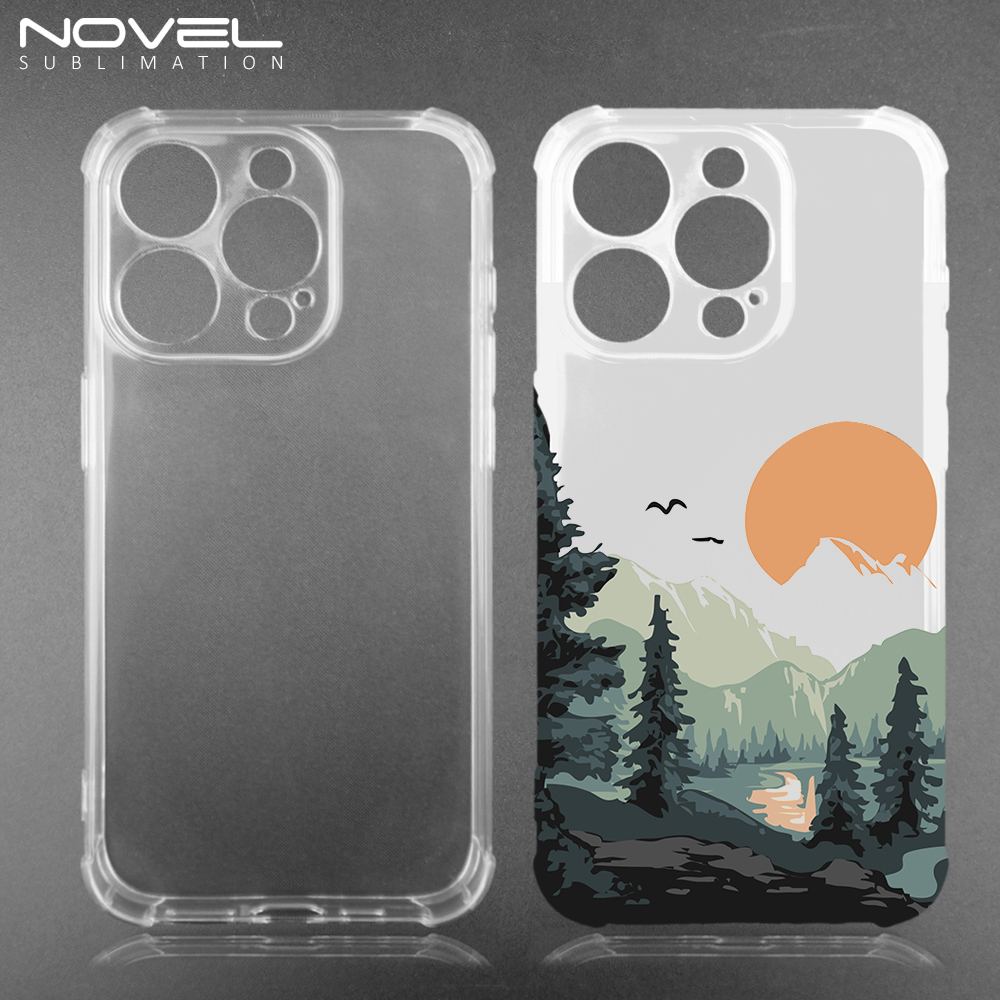 For iPhone 15 /14/ 14 Pro/ 14 Plus/ 14  Pro Max Soft Silicone Clear Four Corner Anti Crack Phone Case For UV Prinitng