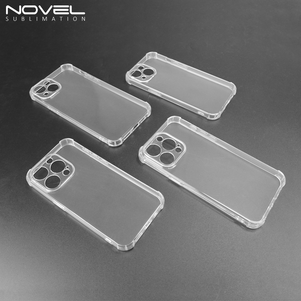 For iPhone 15 /14/ 14 Pro/ 14 Plus/ 14  Pro Max Soft Silicone Clear Four Corner Anti Crack Phone Case For UV Prinitng