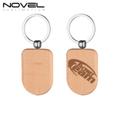 New Arrival Sublimation Solid Beech Wood Keyring DIY Keychain