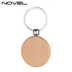 New Arrival Sublimation Solid Beech Wood Keyring DIY Keychain