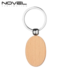 New Arrival Sublimation Solid Beech Wood Keyring DIY Keychain