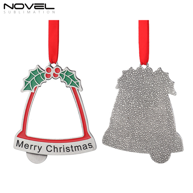 Sublimation Christmas Blank Bell Shaped Heat Transfer Christmas Tree Hanging Decoration for DIY Crafts