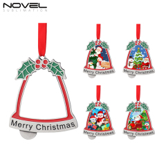Sublimation Christmas Blank Bell Shaped Heat Transfer Christmas Tree Hanging Decoration for DIY Crafts