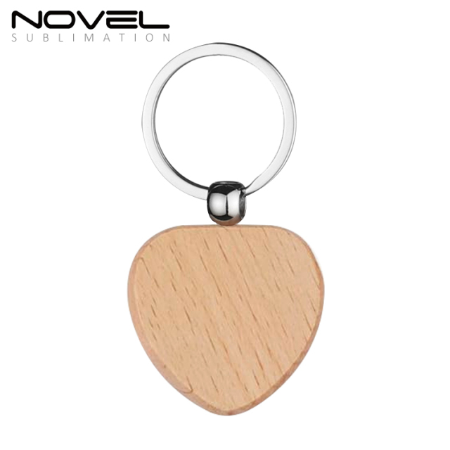 New Arrival Sublimation Solid Beech Wood Keyring DIY Keychain