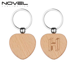 New Arrival Sublimation Solid Beech Wood Keyring DIY Keychain