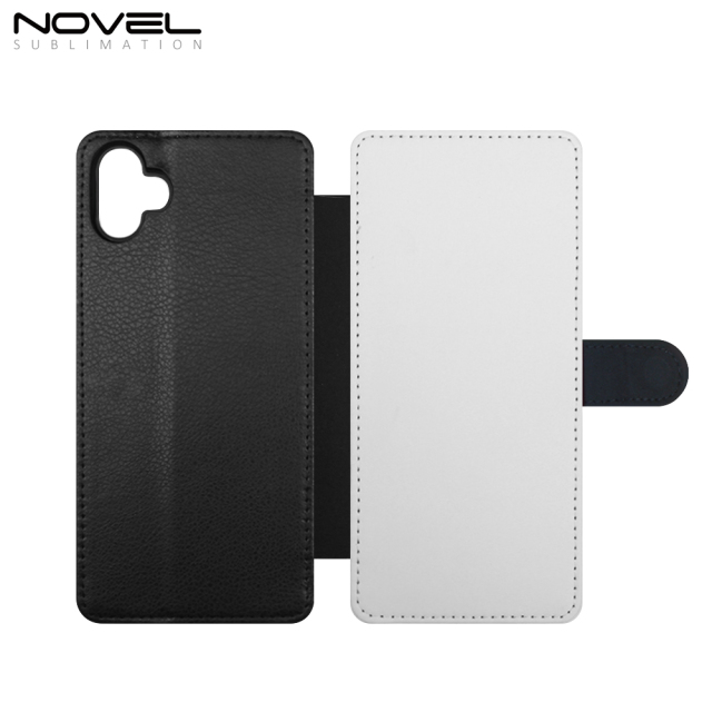 Sublimation Blank PU Leather Flip Phone Case Wallet TPU Inside with Card Holder and Stand for Samsung A05/A15/A25 Series
