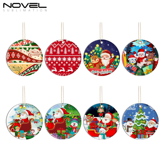 Christmas Tree Pendant Ceramic Ornament Big Circle