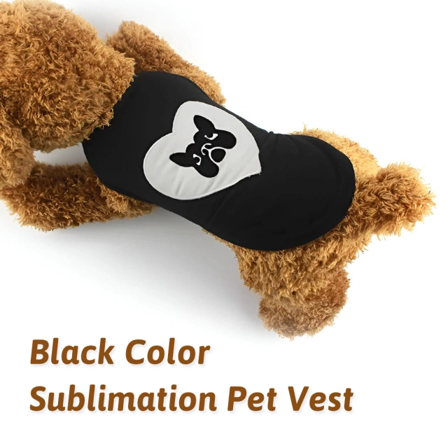 New Custom Sublimation Black Pet Vest Lovely Pet Clothes