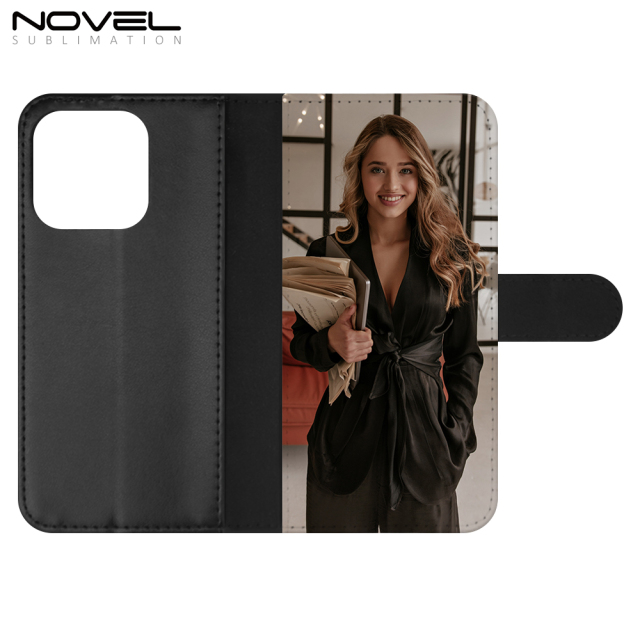 Sublimation Blank PU Leather Flip Phone Case Wallet TPU Inside with 3 Card Holder and Stand for iPhone 15/13/12/11 Series