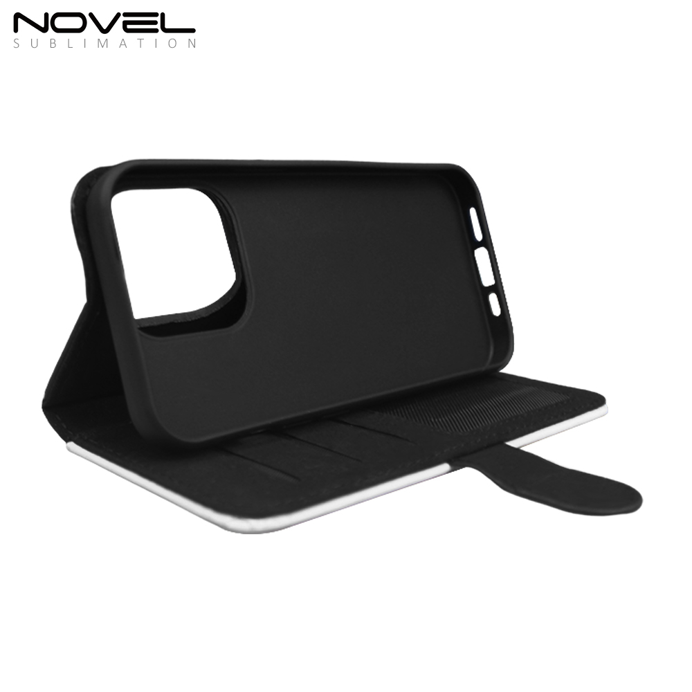 Sublimation Blank PU Leather Flip Phone Case Wallet TPU Inside with 3 Card Holder and Stand for iPhone 17/16/15/14/13/12/11 Series