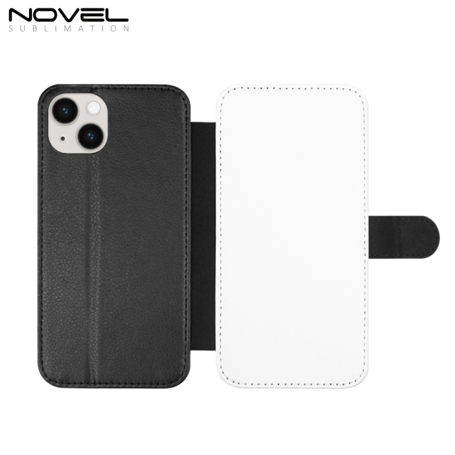 Sublimation Blank PU Leather Flip Phone Case Wallet TPU Inside with Card Holder and Stand for iPhone 15 Series
