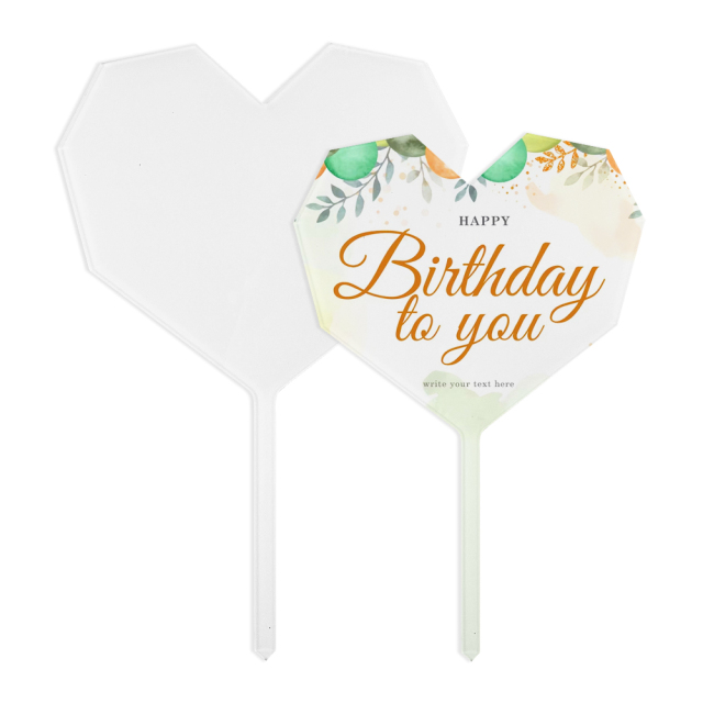 Sublimation Blank Acrylic Cake Toppers Creative Insert Card for Birthday Cake for Heat Transfer Printing Cake Insert
