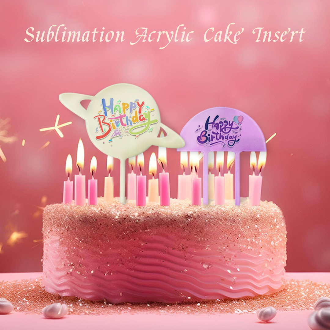 Sublimation Blank Acrylic Cake Toppers Creative Insert Card for Birthday Cake for Heat Transfer Printing Cake Insert