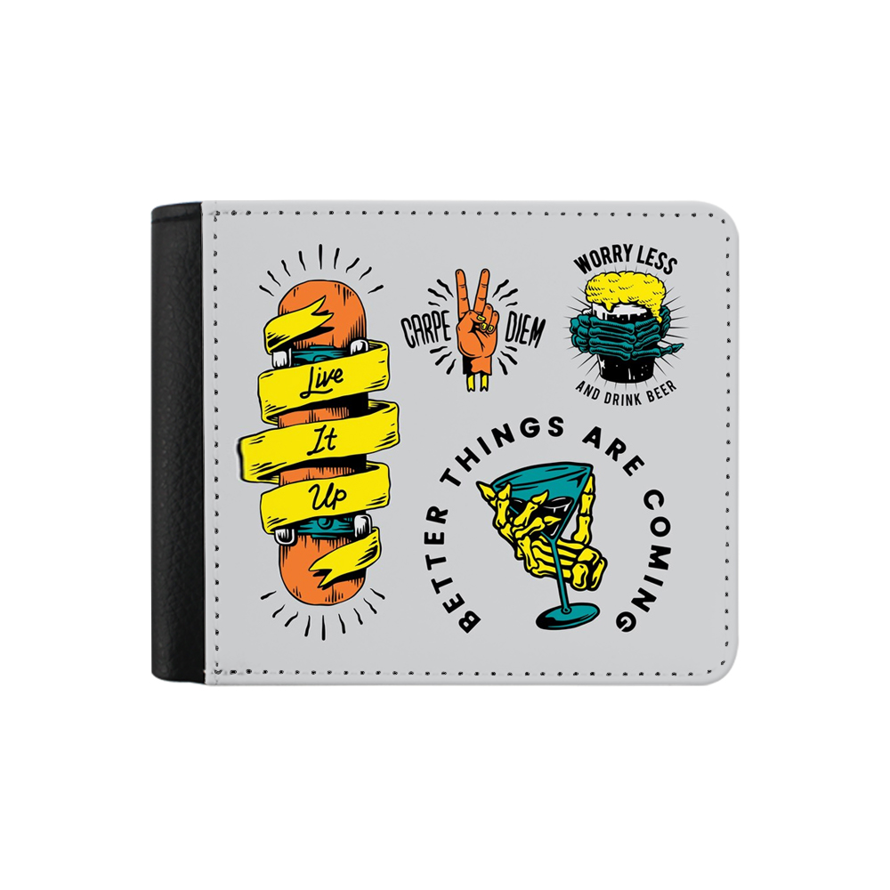 Sublimation Wallet Heat Transfer Wallet Single Side Leather Wallets, Men Wallet with Money Clip And ID, Slim Wallets Bifold Side Flip for Men