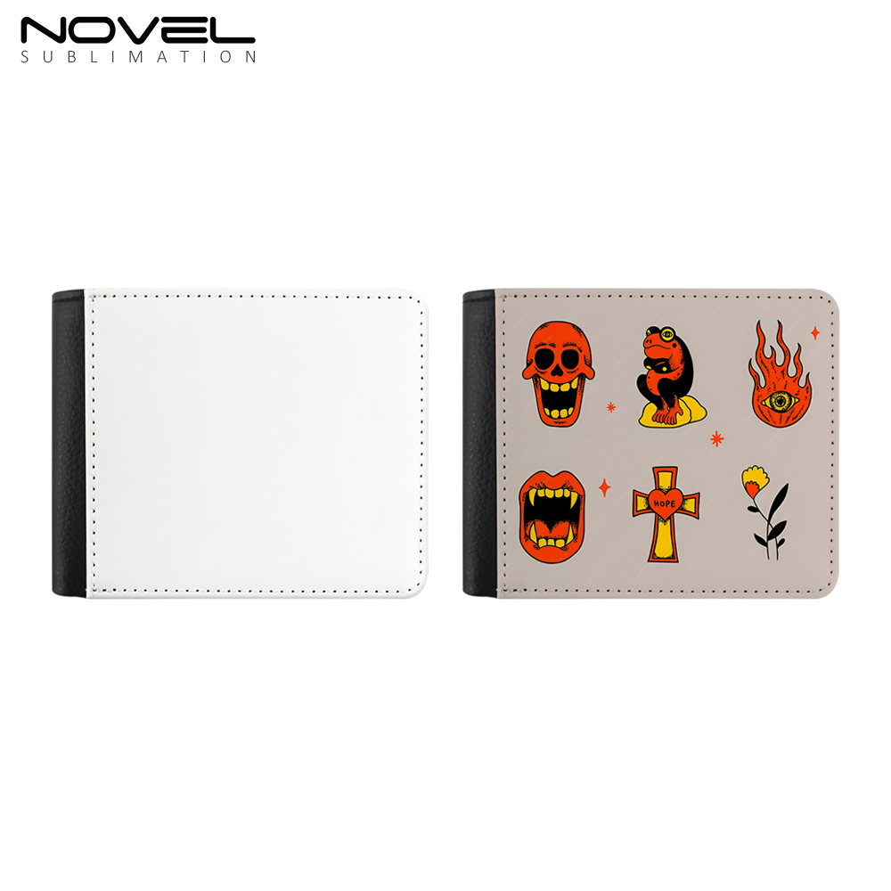 Sublimation Wallet Heat Transfer Wallet Single Side Leather Wallets, Men Wallet with Money Clip And ID, Slim Wallets Bifold Side Flip for Men
