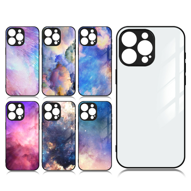 Sublimation TPU Tempered Glass Case Cover For iPhone 15 Series with Fine Camera Hole