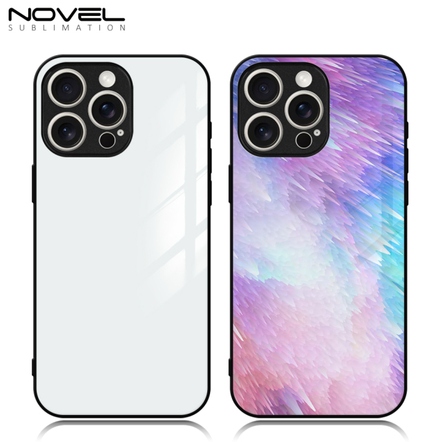 Sublimation TPU Tempered Glass Case Cover For iPhone 15 Series with Fine Camera Hole