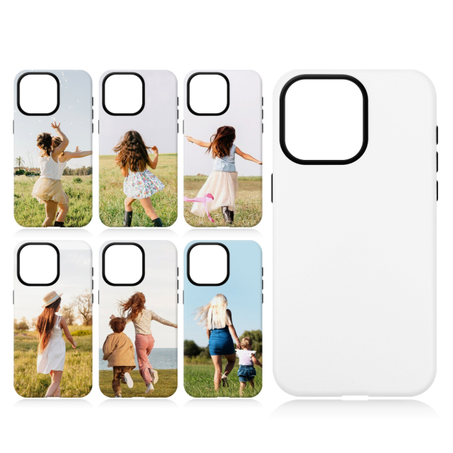 New Arrival 2in1 3D Film case Sublimation cover customized DIY Cell Phone case for iPhone 14/iPhone 15 series