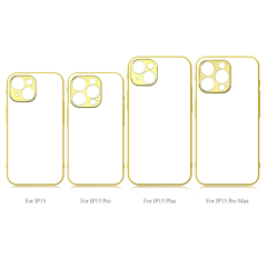 New Arrival Sublimation Electroplated Phone Case with Embossrd Edge for iPhone 15/14 Series DIY Shell With Glass Sheet