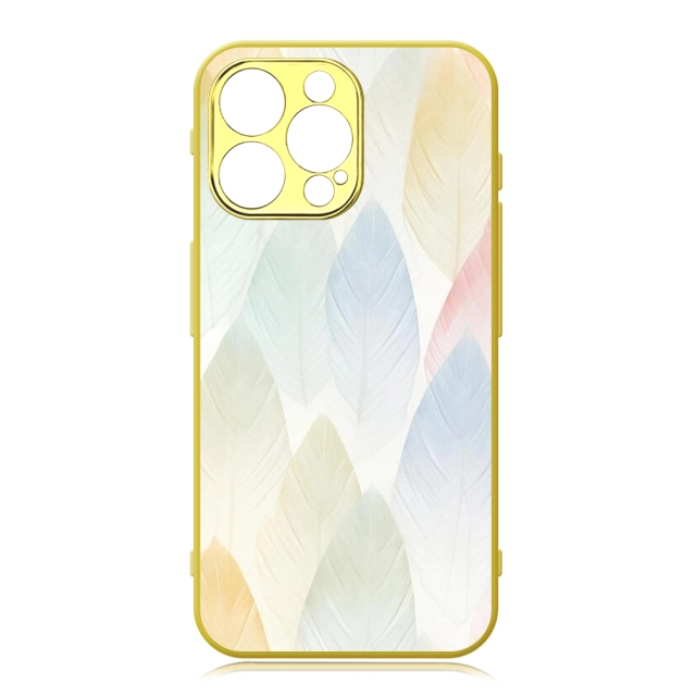 New Arrival Sublimation Electroplated Phone Case with Embossrd Edge for iPhone 15/14 Series DIY Shell With Glass Sheet