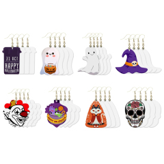 Sublimation Earrings Blank MDF Halloween Ghost Ear Rings Customized Earrings for Making DIY Craft