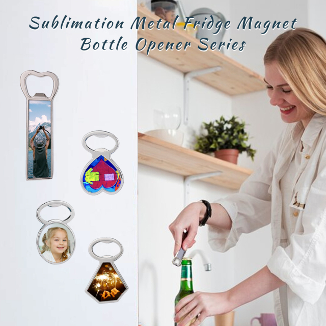 Custom Blank Sublimation Metal Bottle Opener Fridge Magnet with Three Shape