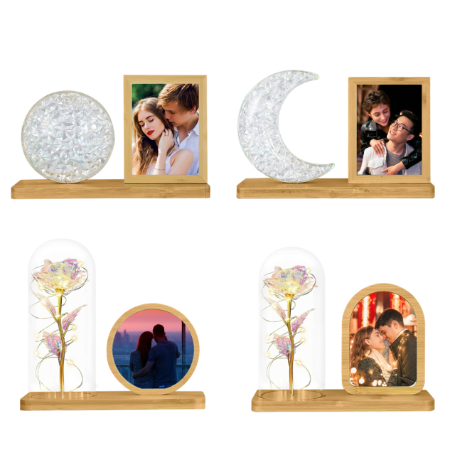 New Arrival Atmosphere Light Photo Frame Table Setting Bamboo Crafts Sublimation Blanks Aluminum Photo Frame