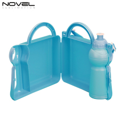 Sublimation Plastic Water Bottle Set Kid Portable 2 in1 Lunch Box and Kettle