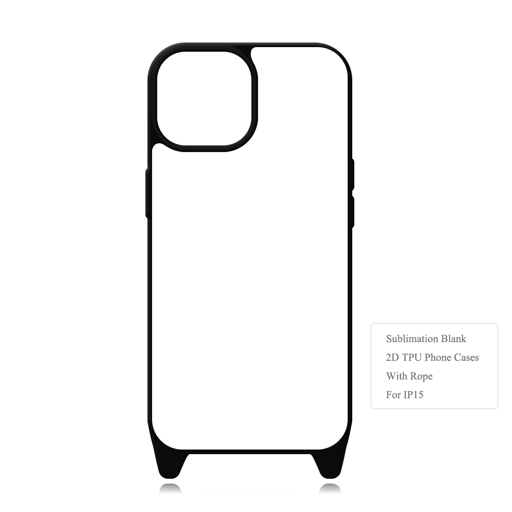 2D TPU+PC Sublimation iPhone 15 Series Cases  with Aluminum Sheet & Colorful Ropes Custom Phone Case with Lanyard Case with Hanging Rope