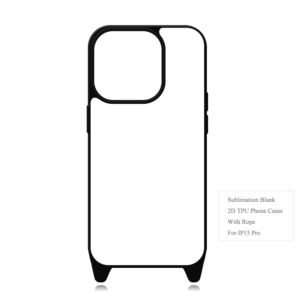 2D TPU+PC Sublimation iPhone 15 Series Cases  with Aluminum Sheet & Colorful Ropes Custom Phone Case with Lanyard Case with Hanging Rope