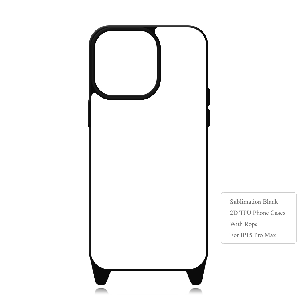 2D TPU+PC Sublimation iPhone 15 Series Cases  with Aluminum Sheet & Colorful Ropes Custom Phone Case with Lanyard Case with Hanging Rope