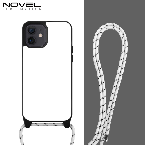2D TPU+PC Sublimation iPhone 15 Series Cases  with Aluminum Sheet & Colorful Ropes Custom Phone Case with Lanyard Case with Hanging Rope