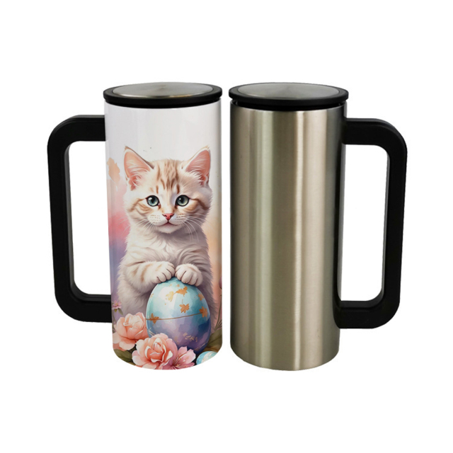 Sublimation Black Handle Stainless Steel 350ml Cup Mug-White and Silver Available
