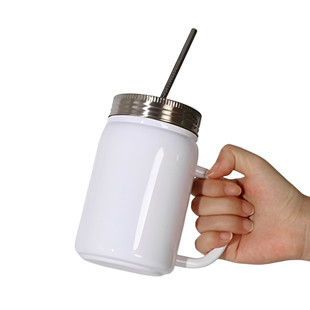 Sublimation Stainless Steel Mason Jars 12oz Regular Wide Mouth Mugs Cups with Lid and Straw