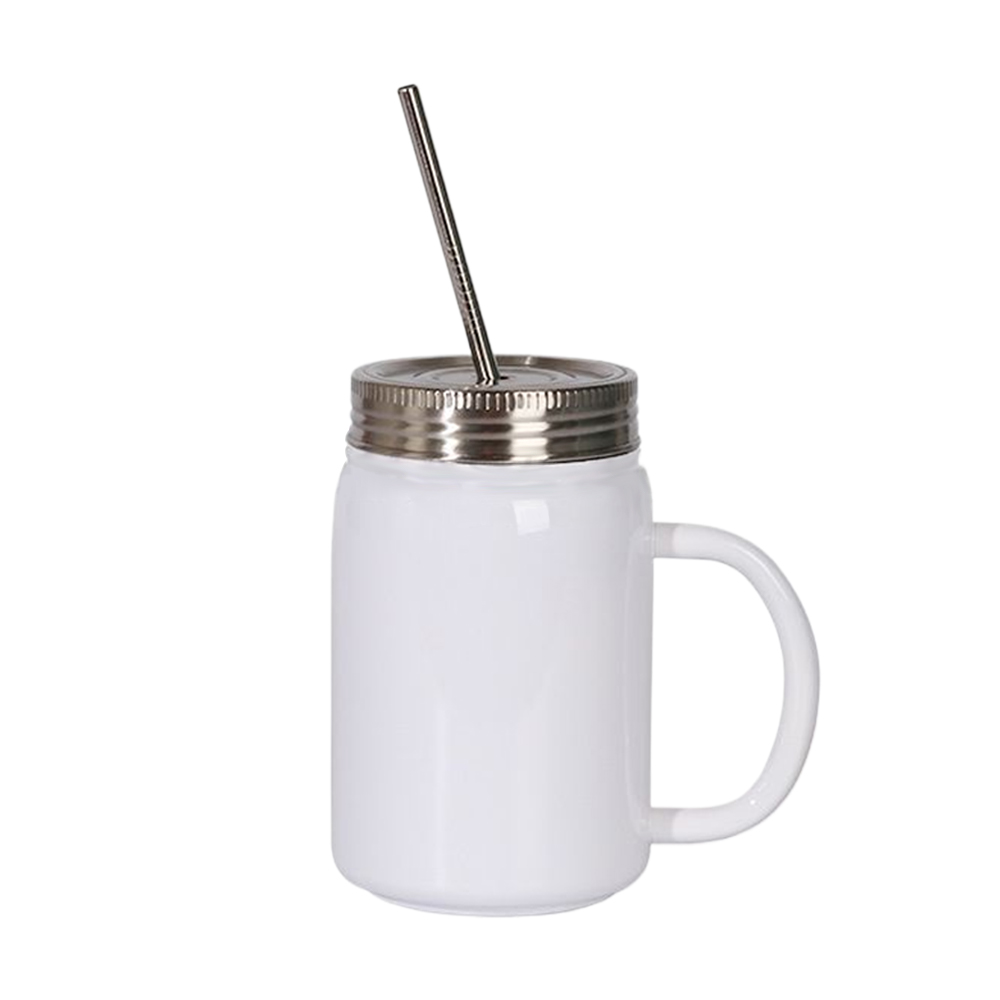 Sublimation Stainless Steel Mason Jars 12oz Regular Wide Mouth Mugs Cups with Lid and Straw