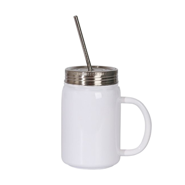 Sublimation Stainless Steel Mason Jars 12oz Regular Wide Mouth Mugs Cups with Lid and Straw