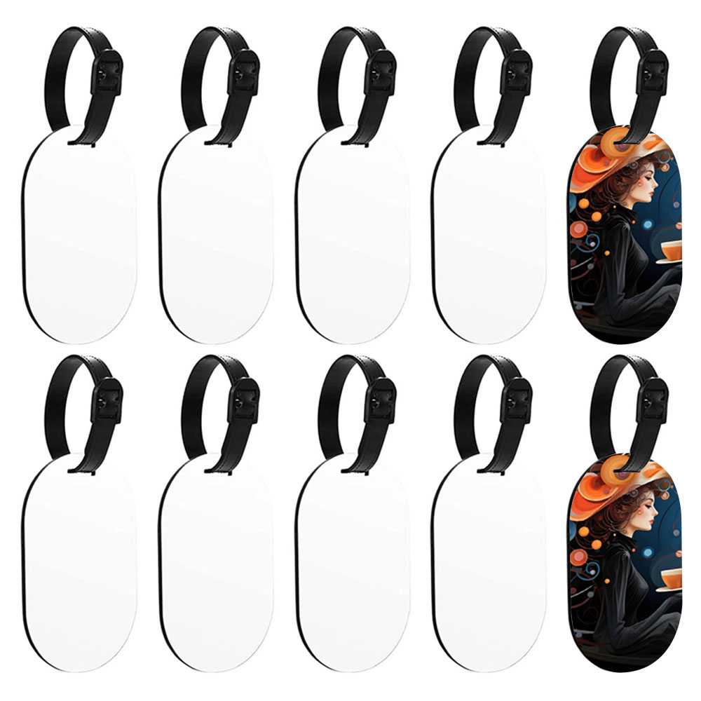 Sublimation MDF Luggage Tags Blanks White Blank Travel Bag Baggage Tags With Strap Double Side