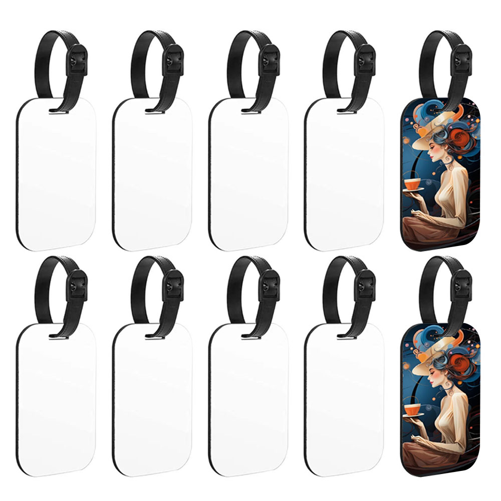 Sublimation MDF Luggage Tags Blanks White Blank Travel Bag Baggage Tags with Strap Double Side Printable