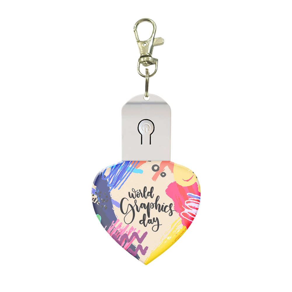 Sublimation Transparent Acrylic LED Light Single Sided Print Keyring DIY Keychain