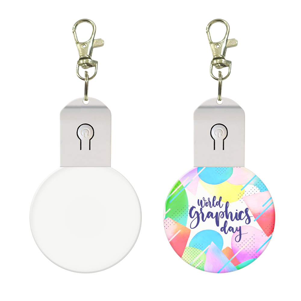 Sublimation Transparent Acrylic LED Light Single Sided Print Keyring DIY Keychain