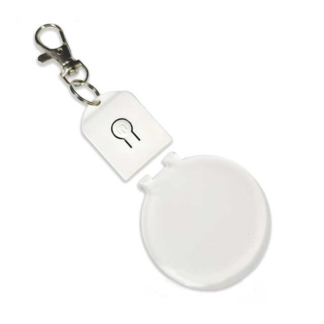 New Arrival Sublimation Transparent Acrylic LED Light Single Sided Print Keyring DIY Keychain