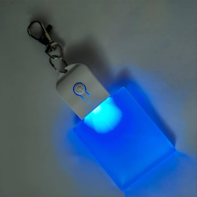 New Arrival Sublimation Transparent Acrylic LED Light Single Sided Print Keyring DIY Keychain